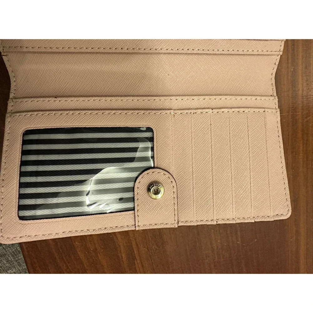 Kate Spade Neda Bifold Wallet Pink Bow Rhinestone Embellished Zip‎ Around VGUC